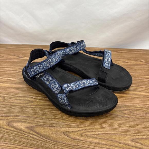 Teva Hurricane Sandals Womens 10 Blue Floral 6576 Adjustable Hiking Shoes - Picture 1 of 13